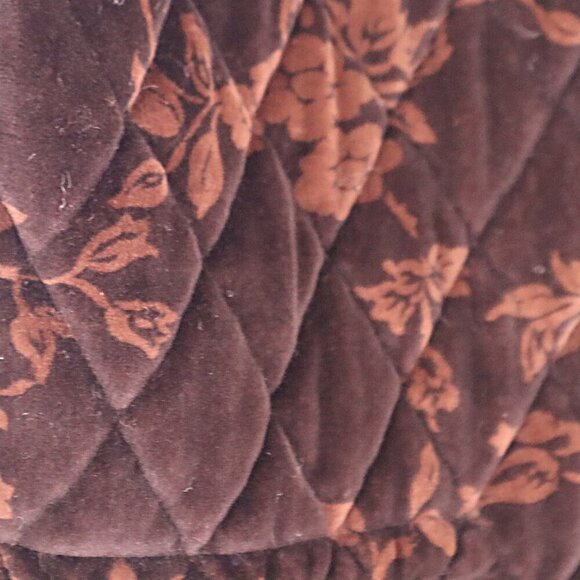 QUILTED VELVET COAT M Jones NY Vintage Velvet *FLAWED* Hooded Fall Winter Brown - Picture 3 of 9